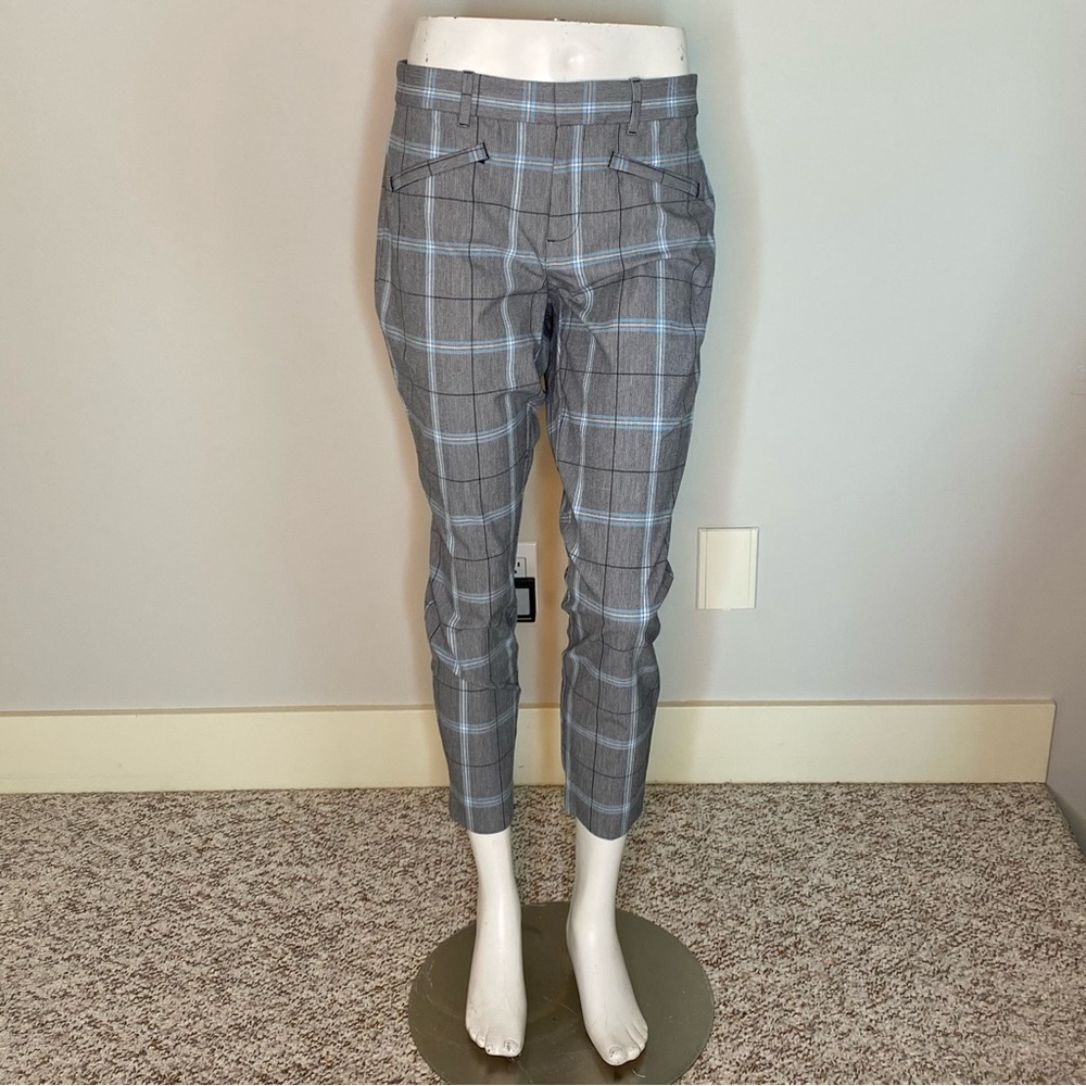 GAP Signature Skinny Ankle Pants Grey Blue Plaid Dress Pants Cigarette Size 10 - Picture 3 of 15